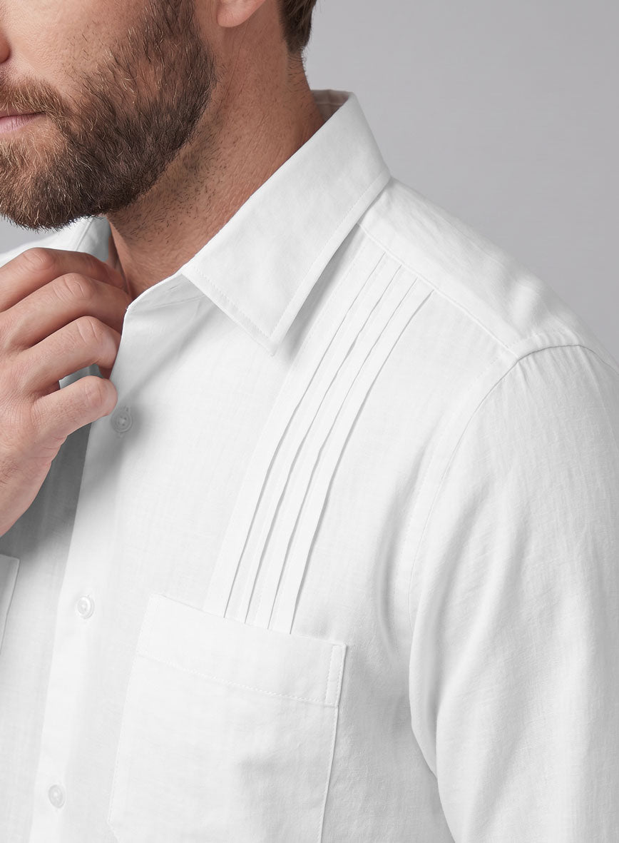 Guayabera White Poplene Shirt - StudioSuits