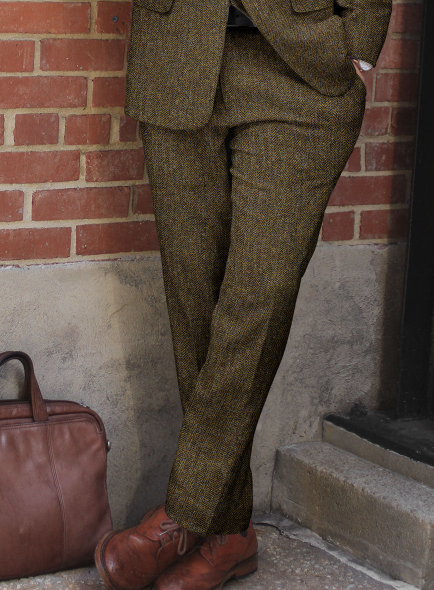 Haberdasher Mustard Brown Tweed Pants - StudioSuits