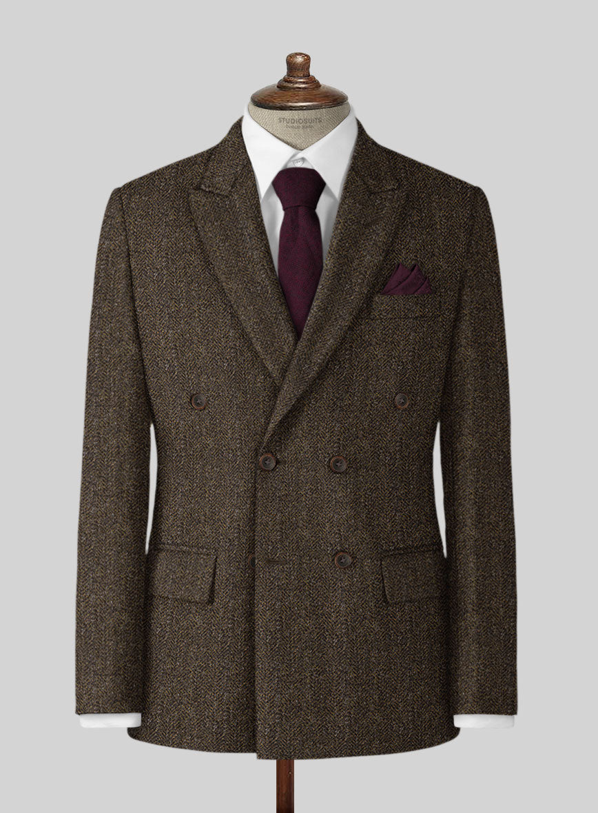 Haberdasher Brown Tweed Double Breasted Suit – StudioSuits