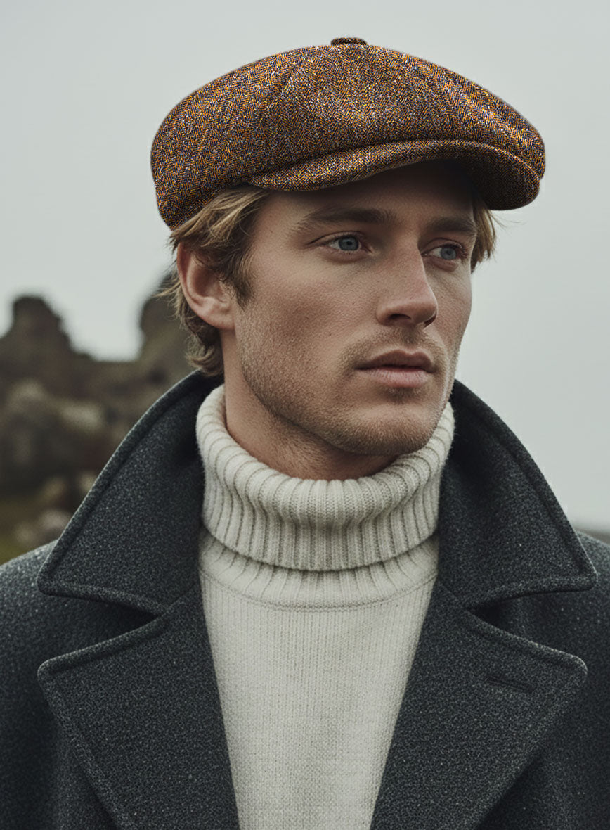 Haberdasher Autumn Rust Tweed Newsboy Cap - StudioSuits