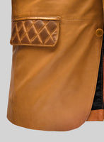 Harper Burnt Mustard Leather Blazer - StudioSuits
