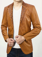 Harper Burnt Mustard Leather Blazer - StudioSuits