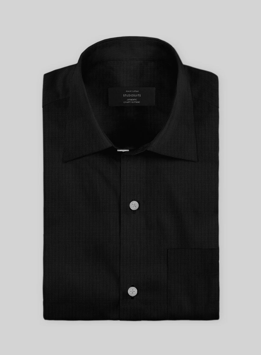Harbour Black Herringbone Cotton Shirt - StudioSuits