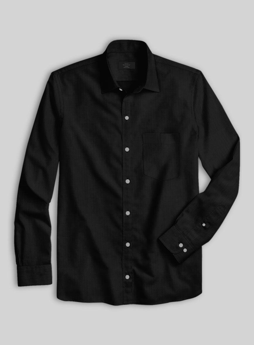Harbour Black Herringbone Cotton Shirt - StudioSuits