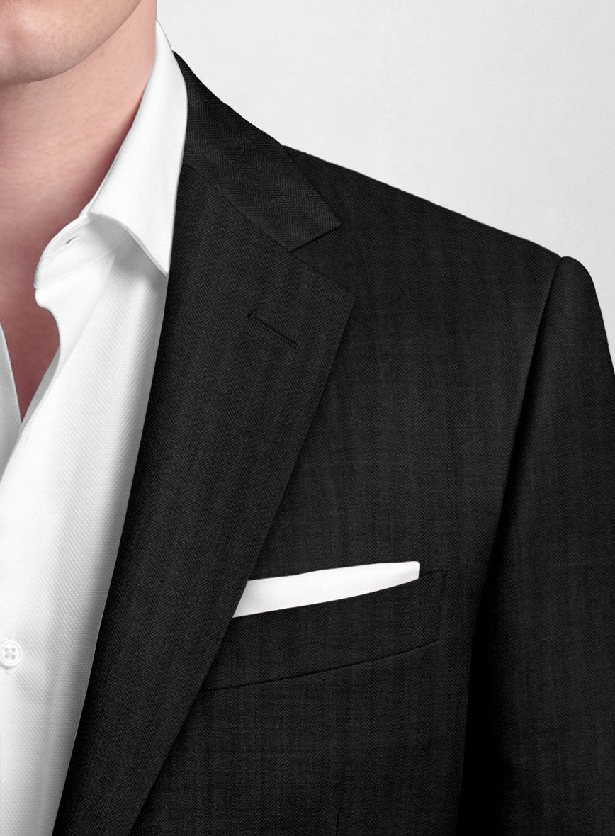 Hardy Minnis Black Herringbone Wool Suit - StudioSuits