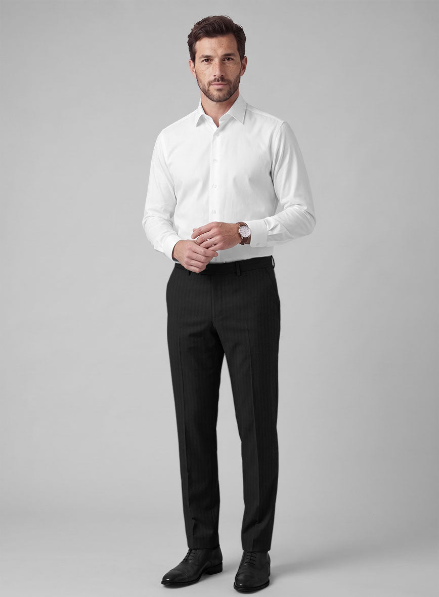 Hardy Minnis Black Herringbone Wool Suit - StudioSuits