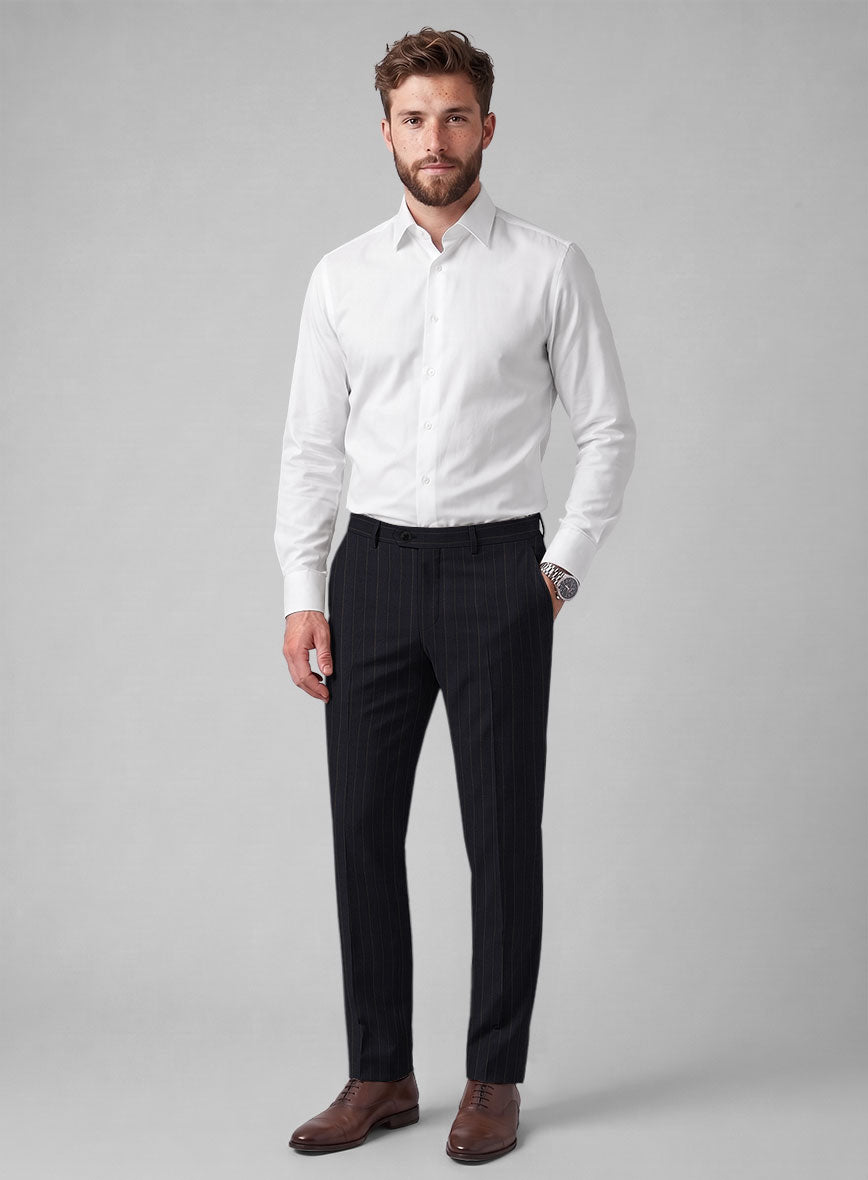 Hardy Minnis Blue Chalkstripe Wool Pants - StudioSuits