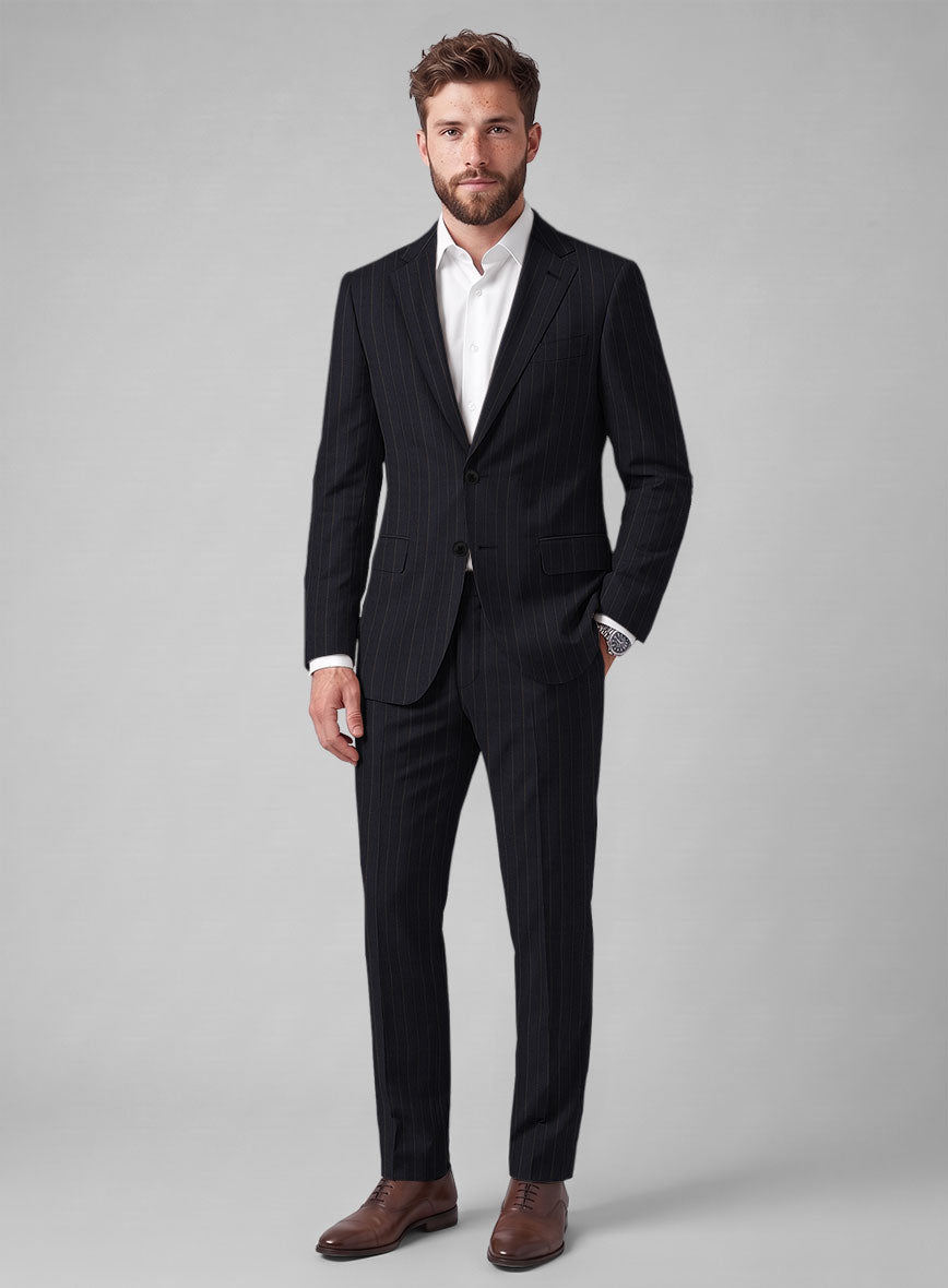 Hardy Minnis Blue Chalkstripe Wool Suit - StudioSuits