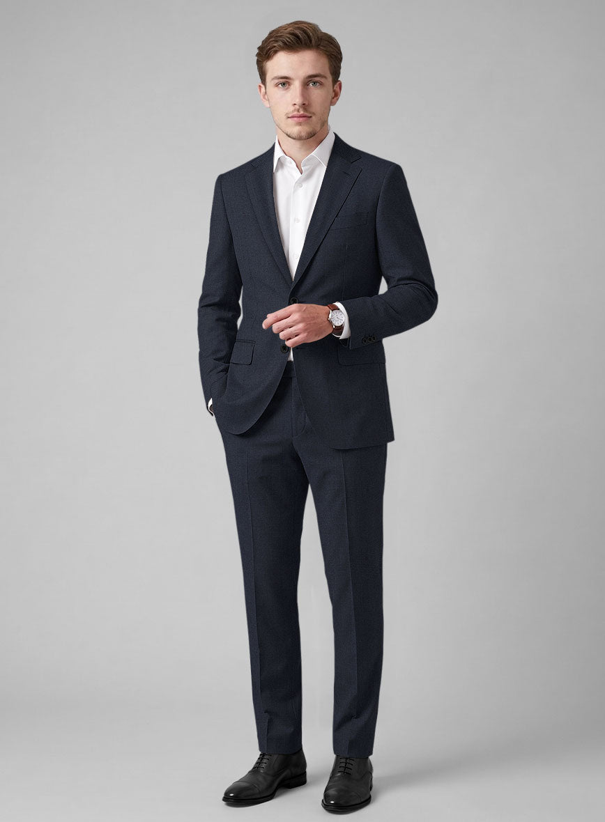 Hardy Minnis Blue Nailhead Wool Suit - StudioSuits
