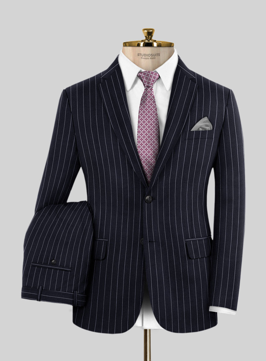 Hardy Minnis Blue Rope Stripe Wool Suit - StudioSuits
