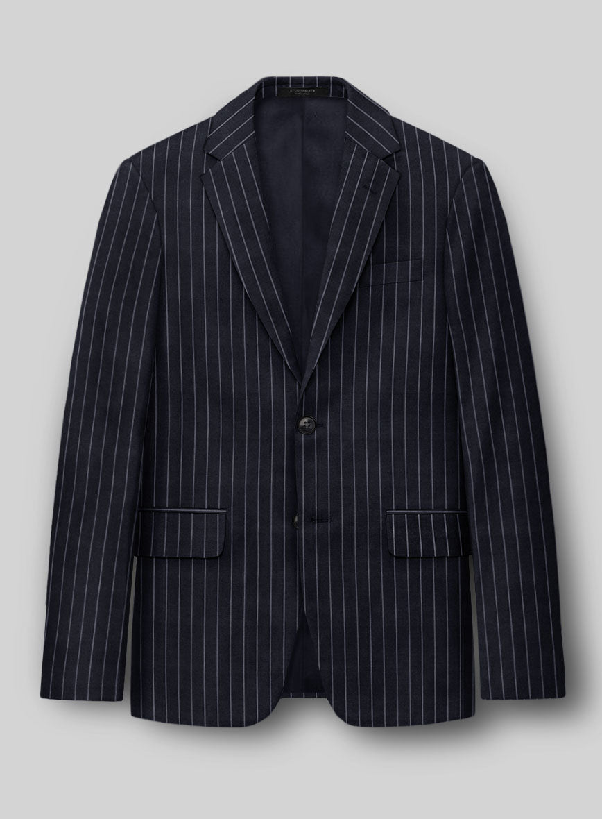 Hardy Minnis Blue Rope Stripe Wool Suit - StudioSuits