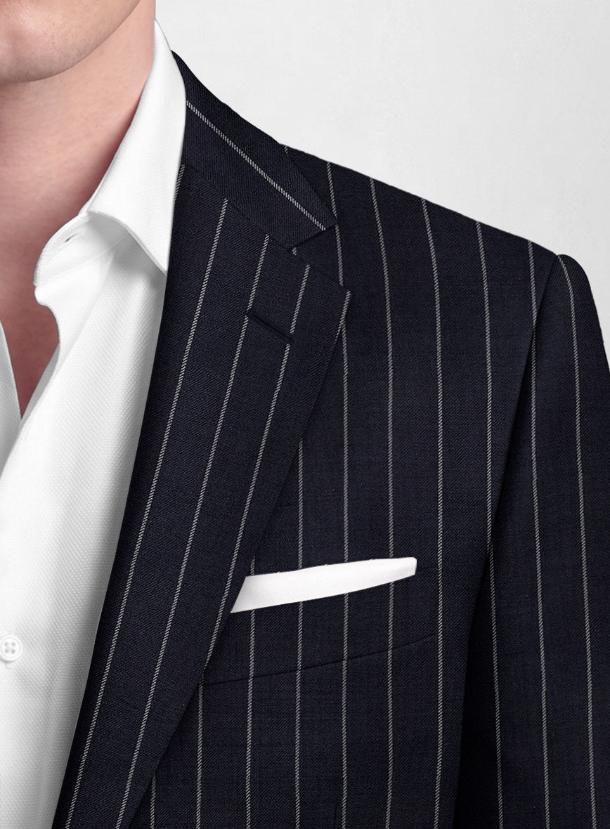 Hardy Minnis Blue Rope Stripe Wool Suit - StudioSuits