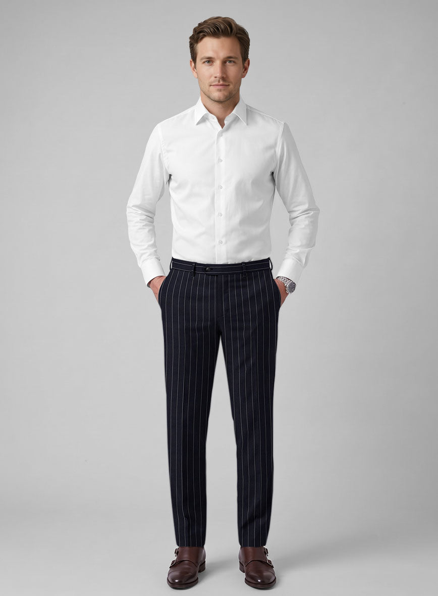 Hardy Minnis Blue Rope Stripe Wool Suit - StudioSuits