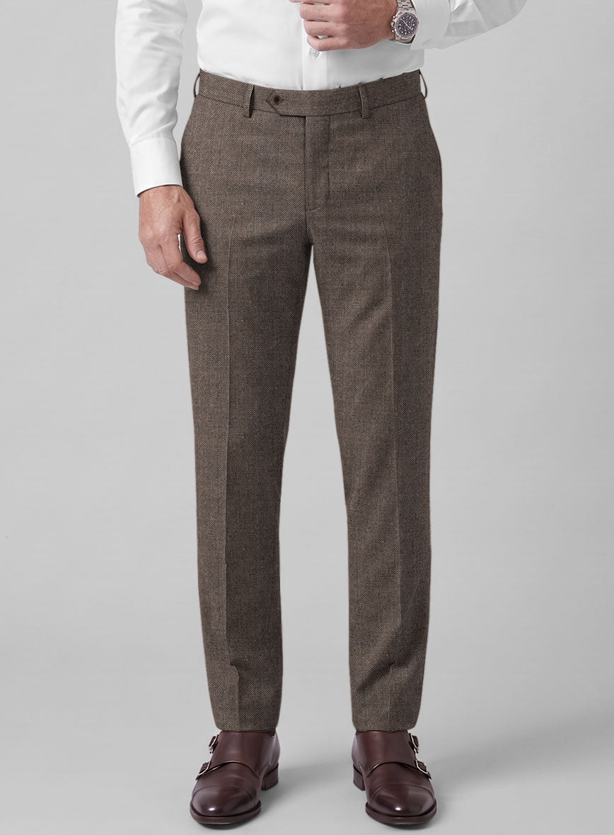 Hardy Minnis Brown Sharkskin Wool Pants - StudioSuits