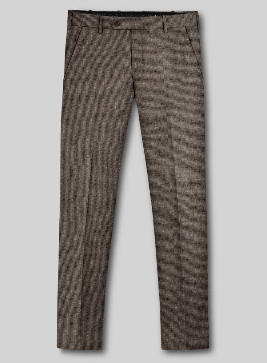 Hardy Minnis Brown Sharkskin Wool Pants - StudioSuits