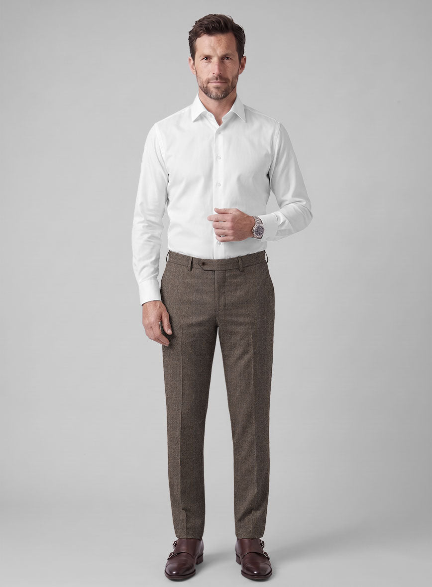 Hardy Minnis Brown Sharkskin Wool Pants - StudioSuits