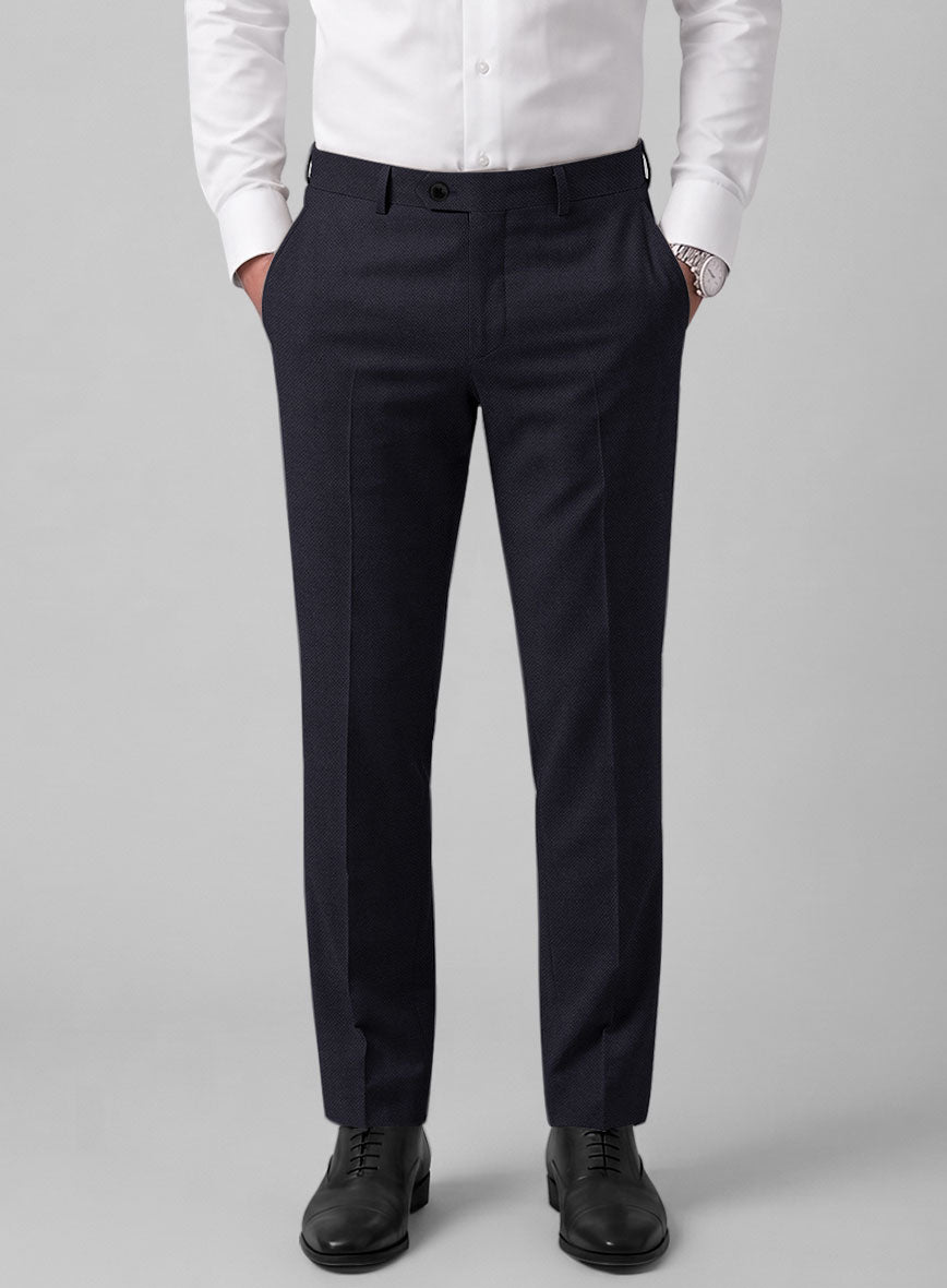 Hardy Minnis Caravel Dark Blue Wool Pants - StudioSuits