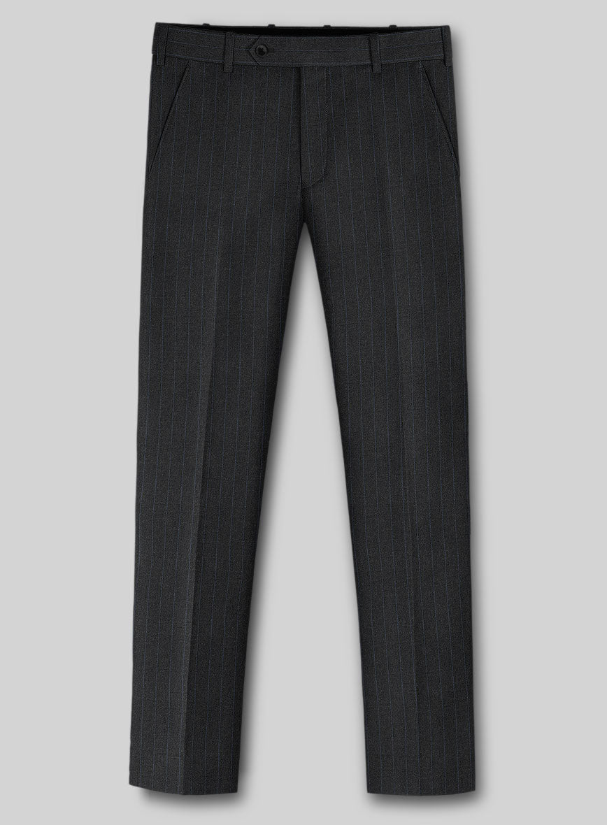 Hardy Minnis Charcoal Chalkstripe Wool Pants - StudioSuits