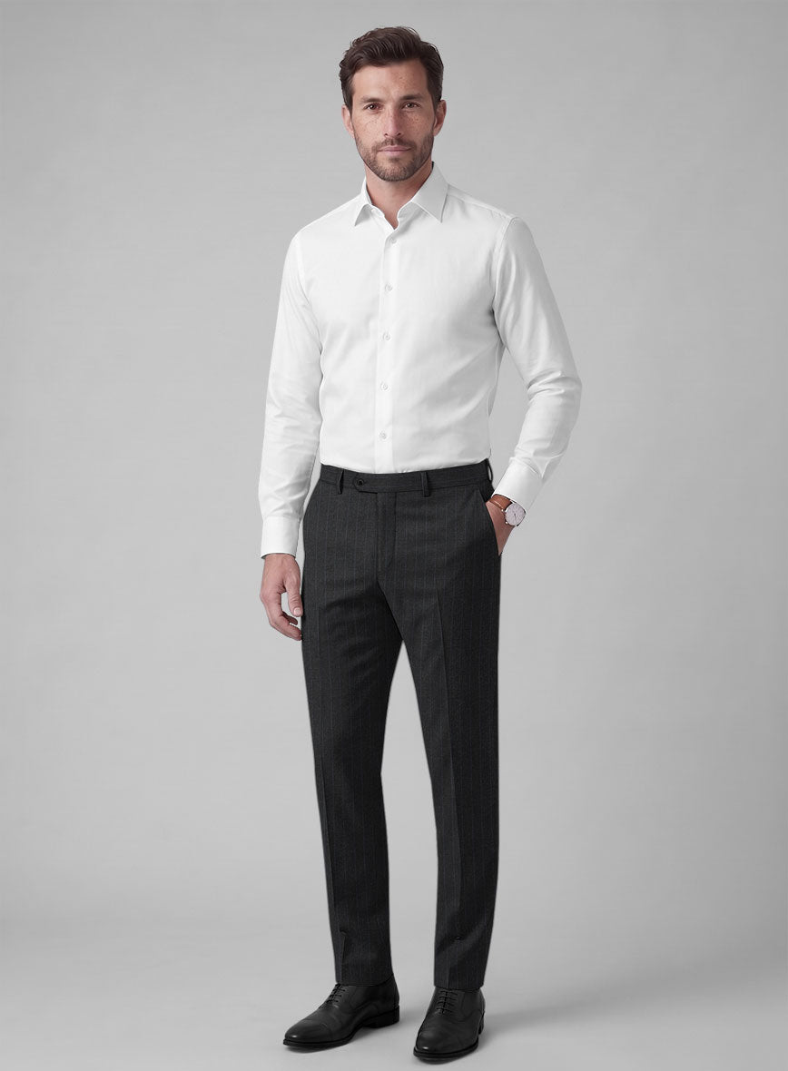 Hardy Minnis Charcoal Chalkstripe Wool Pants - StudioSuits