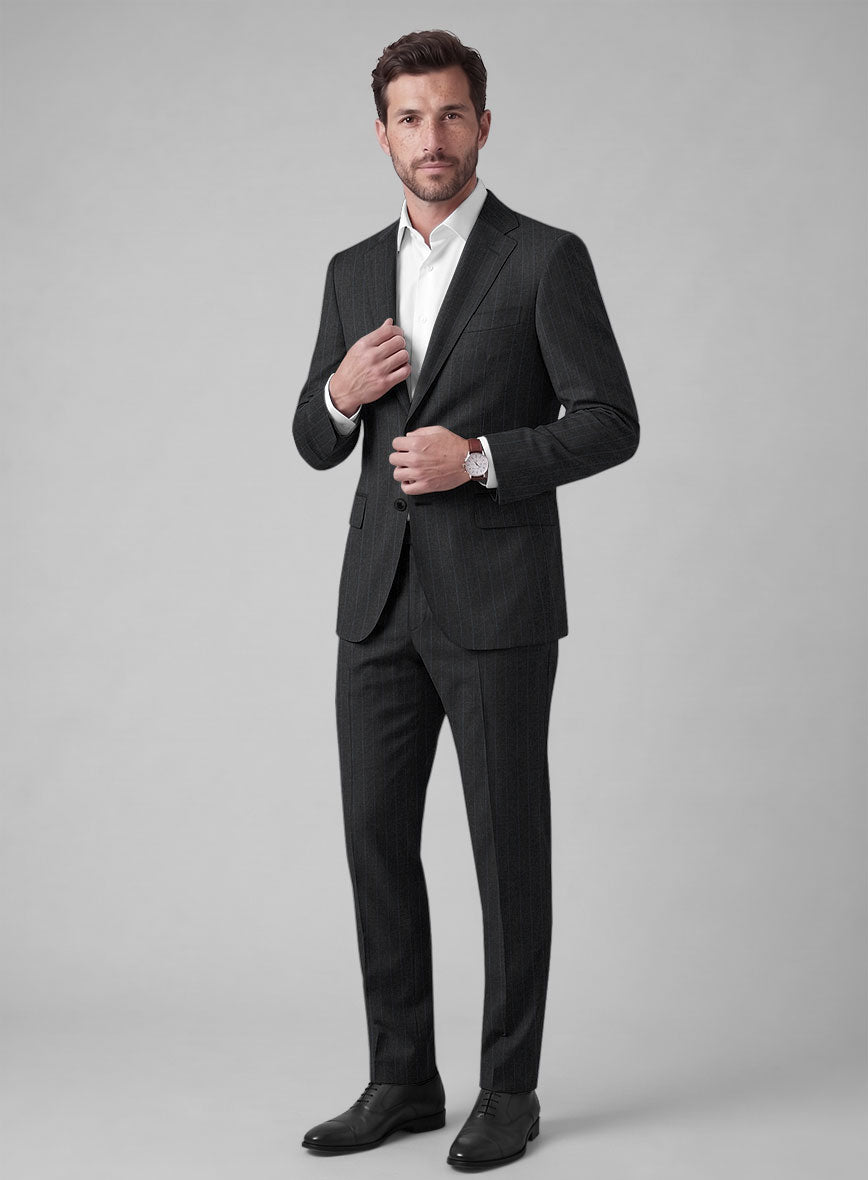 Hardy Minnis Charcoal Chalkstripe Wool Suit - StudioSuits