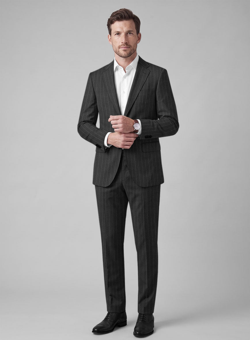 Hardy Minnis Charcoal Pinstripe Wool Suit - StudioSuits