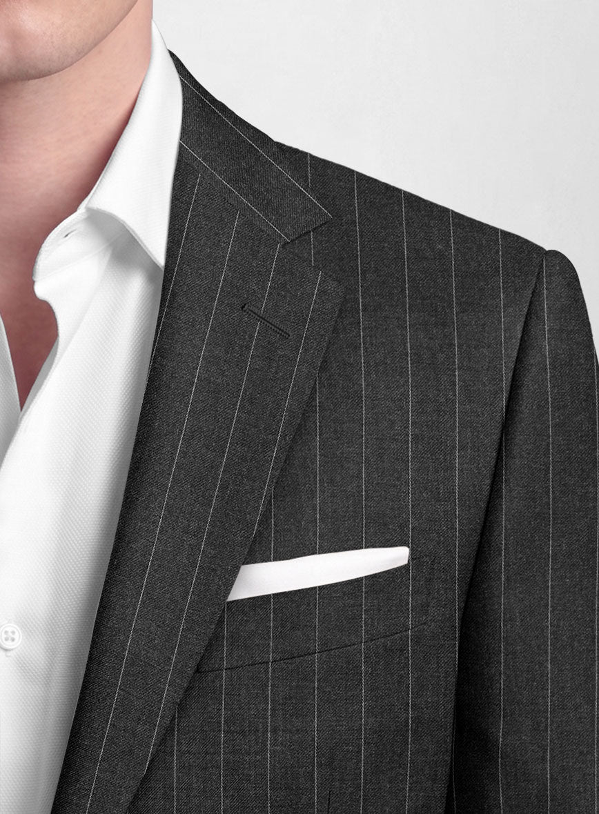 Hardy Minnis Charcoal Pinstripe Wool Suit - StudioSuits