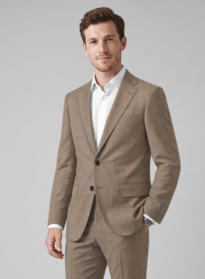 Hardy Minnis Light Brown Twill Wool Suit - StudioSuits