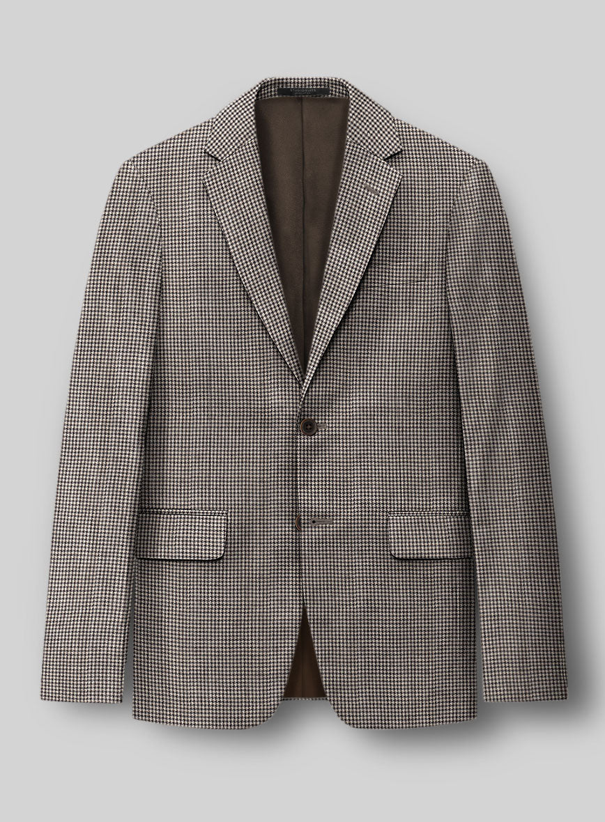 Hardy Minnis Beige Houndstooth Wool Jacket - StudioSuits