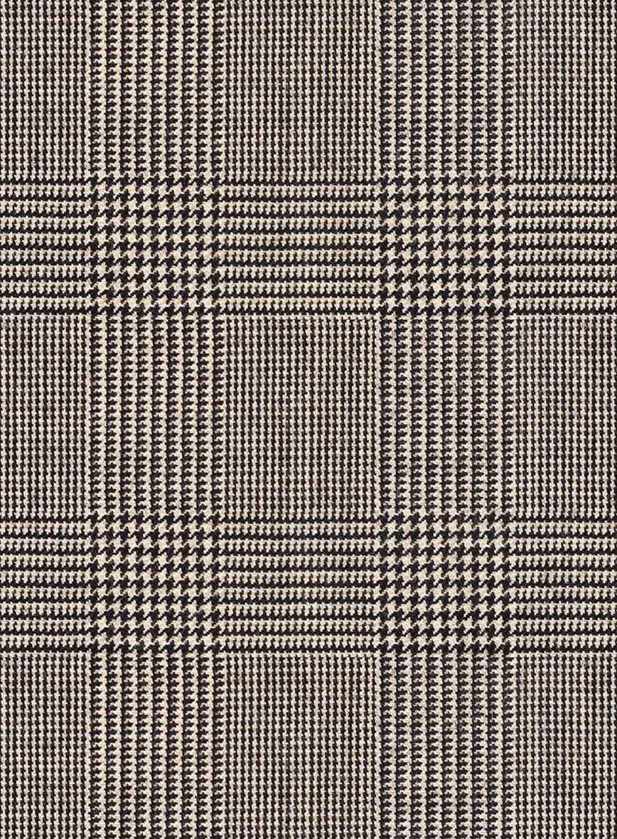 Hardy Minnis Beige Prince of Wales Wool Pants - StudioSuits
