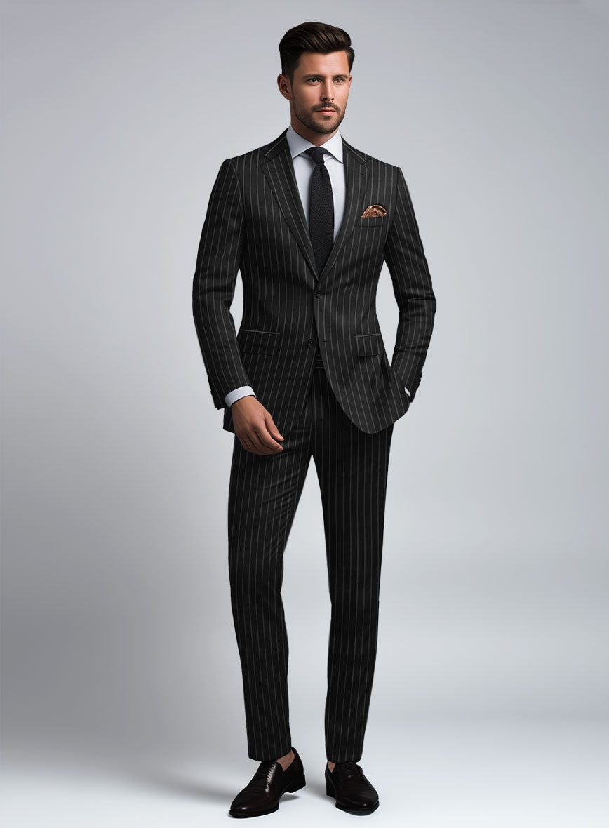 Hardy Minnis Black Rope Stripe Wool Suit – StudioSuits