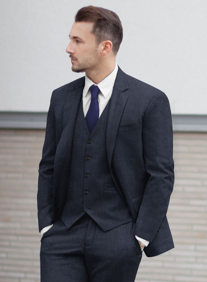 Hardy Minnis Blue Nailhead Wool Suit - StudioSuits