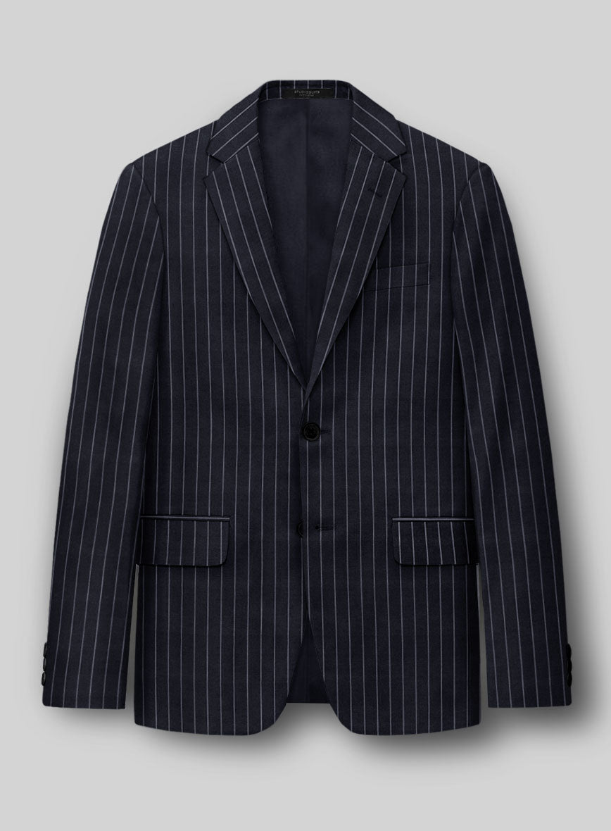 Hardy Minnis Blue Rope Stripe Wool Suit - StudioSuits