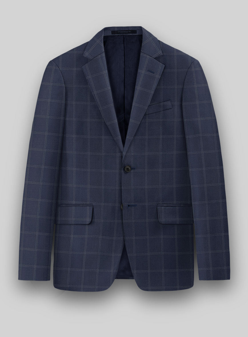 Hardy Minnis Blue Windowpane Wool Jacket - StudioSuits