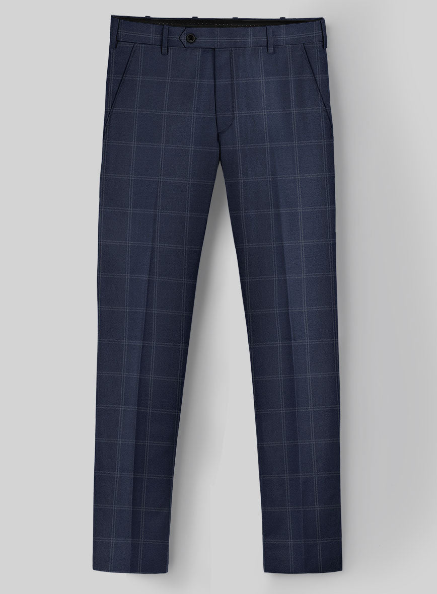 Hardy Minnis Blue Windowpane Wool Suit - StudioSuits
