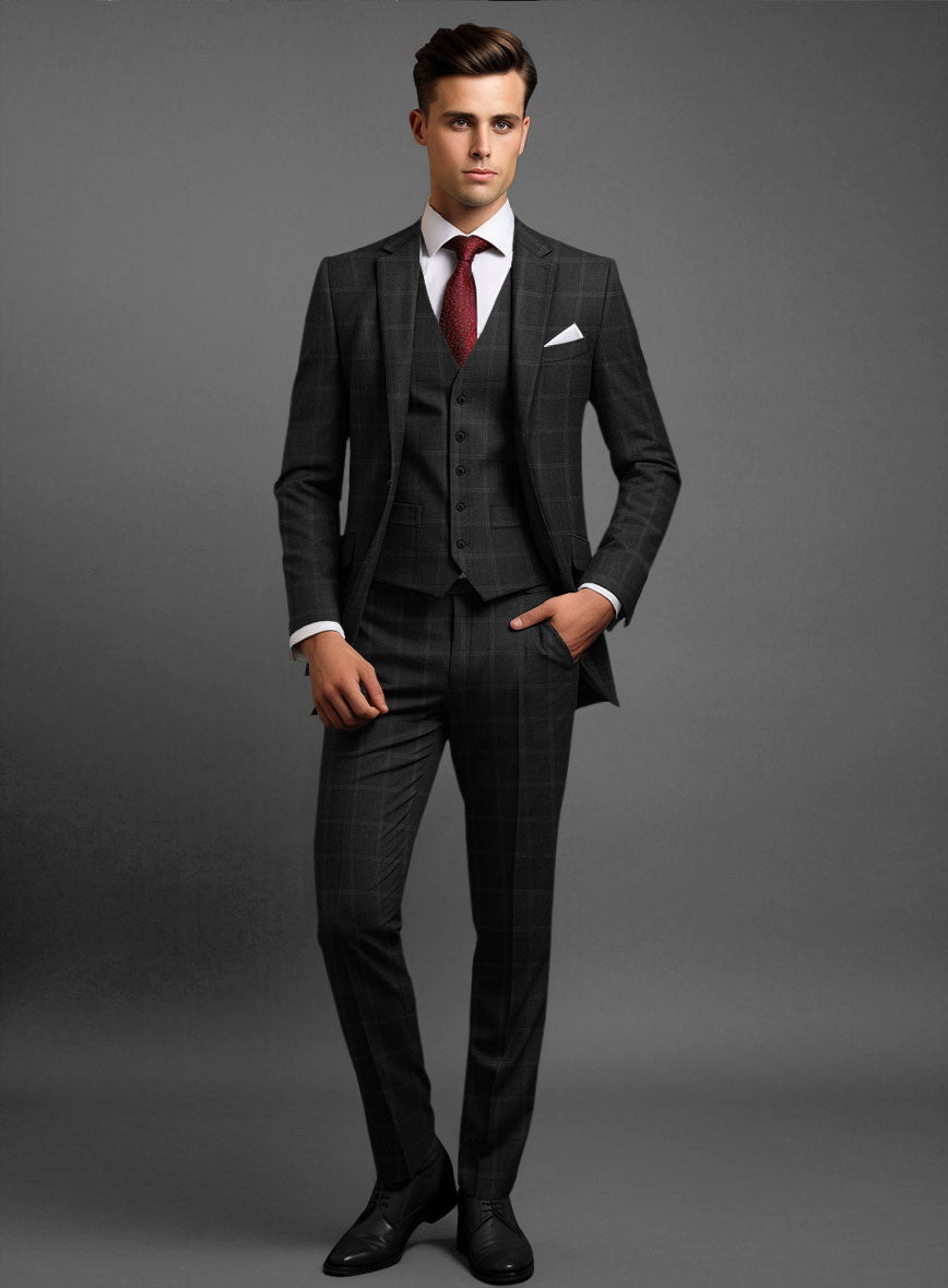 Hardy Minnis Charcoal Windowpane Wool Suit – StudioSuits