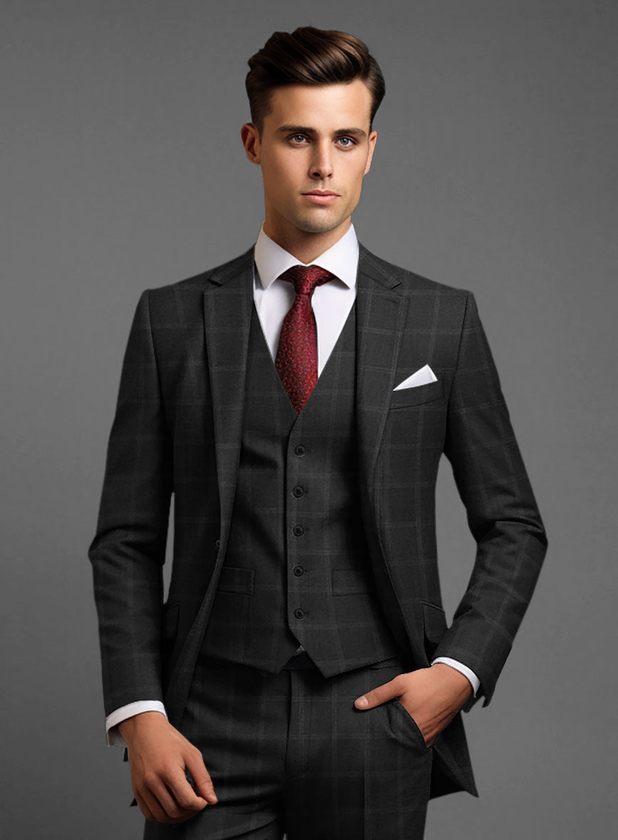Hardy Minnis Charcoal Windowpane Wool Suit – StudioSuits