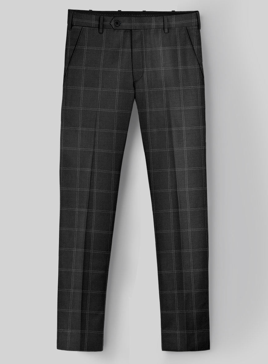 Hardy Minnis Charcoal Windowpane Wool Suit - StudioSuits