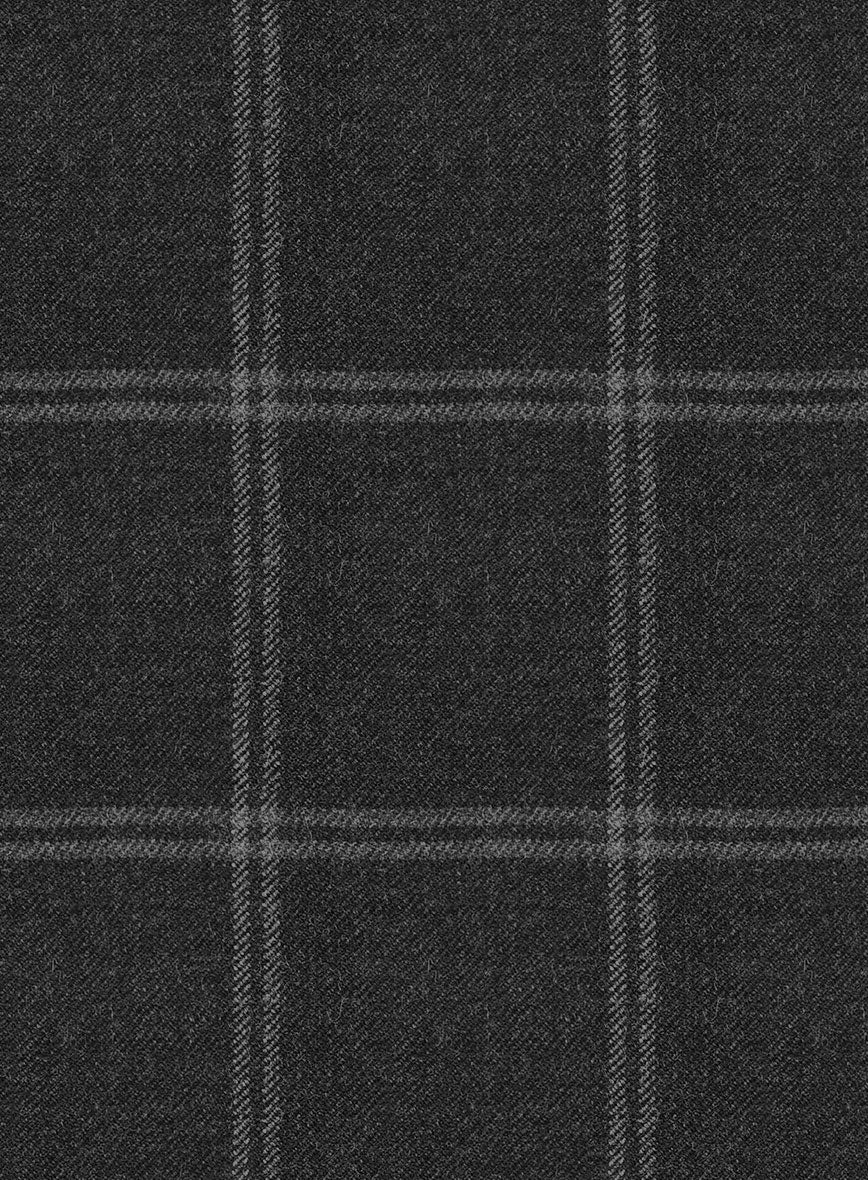 Hardy Minnis Charcoal Windowpane Wool Suit - StudioSuits