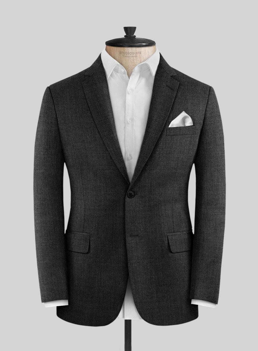 Hardy Minnis Dark Gray Twill Wool Suit - StudioSuits