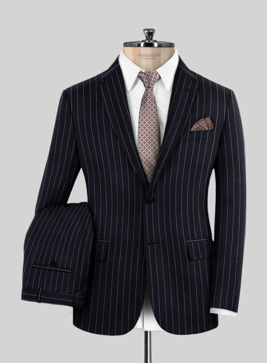 Hardy Minnis Deep Blue Rope Stripe Wool Suit - StudioSuits