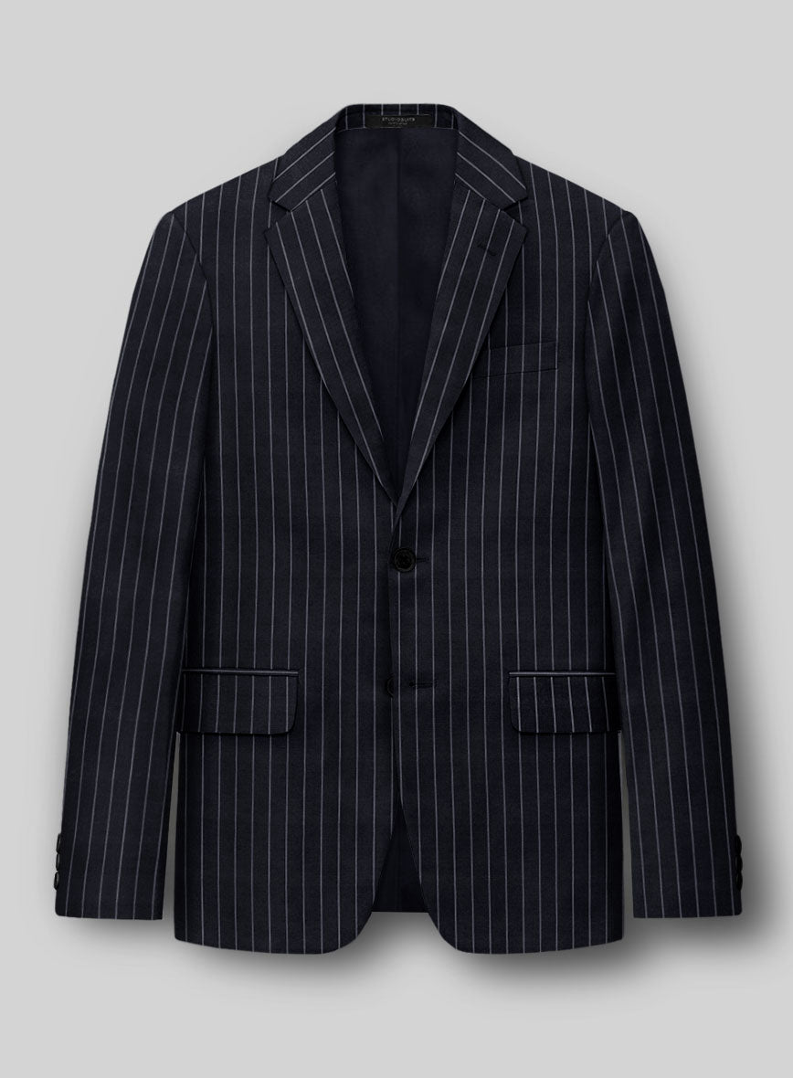 Hardy Minnis Deep Blue Rope Stripe Wool Suit - StudioSuits
