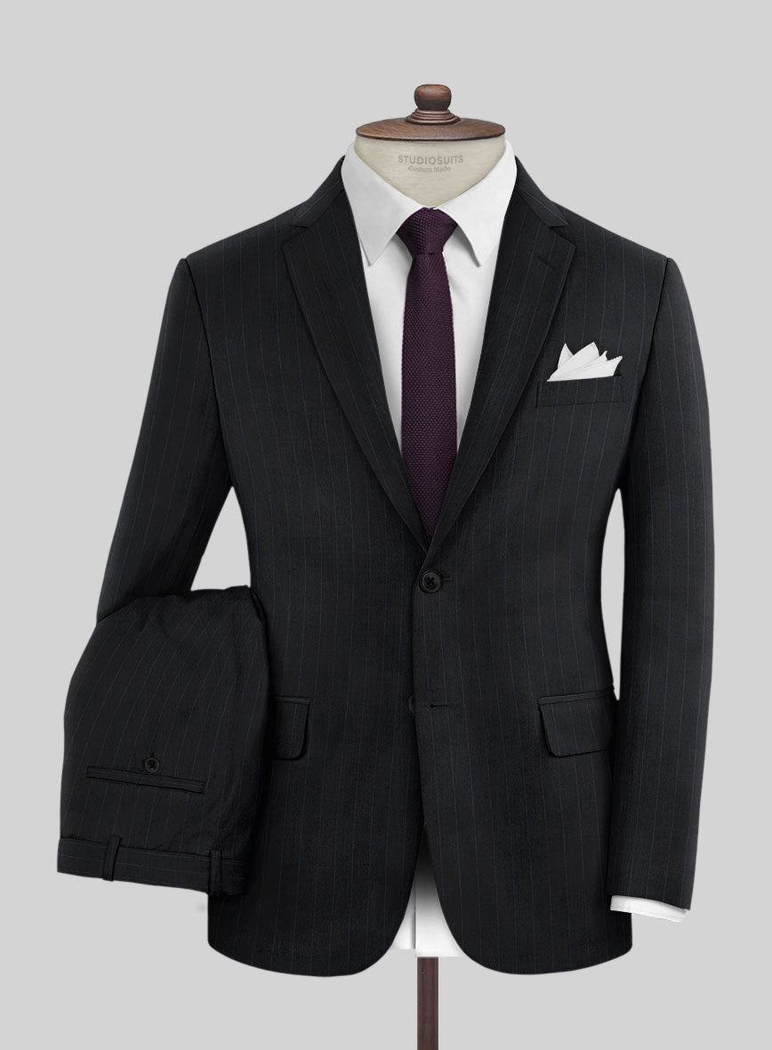 Hardy Minnis Midnight Blue Chalkstripe Wool Suit - StudioSuits