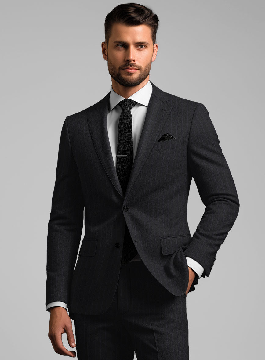 Hardy Minnis Midnight Blue Chalkstripe Wool Suit - StudioSuits