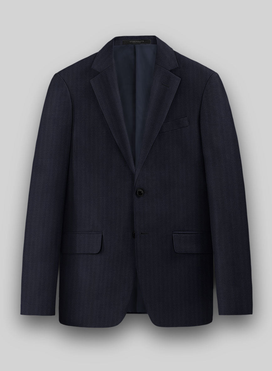 Hardy Minnis Navy Blue Herringbone Wool Suit – StudioSuits