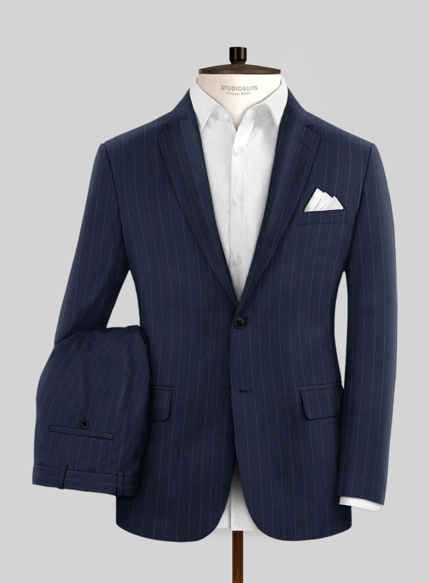 Hardy Minnis Navy Blue Pinstripe Wool Suit - StudioSuits