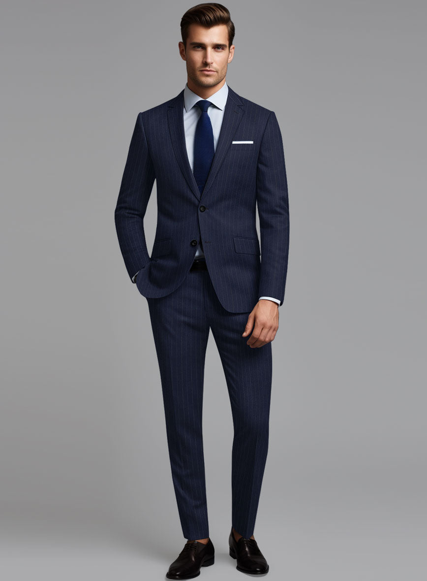 Hardy Minnis Navy Blue Pinstripe Wool Suit - StudioSuits