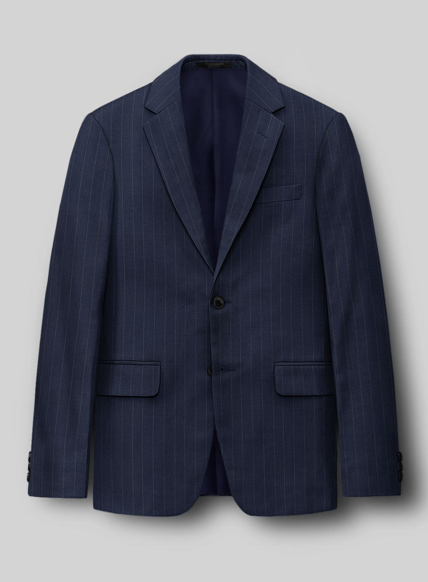 Hardy Minnis Navy Blue Pinstripe Wool Suit - StudioSuits