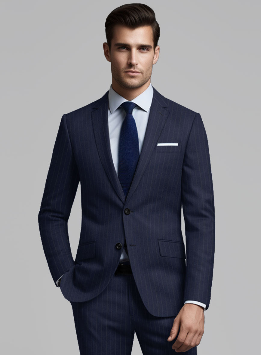 Hardy Minnis Navy Blue Pinstripe Wool Suit - StudioSuits