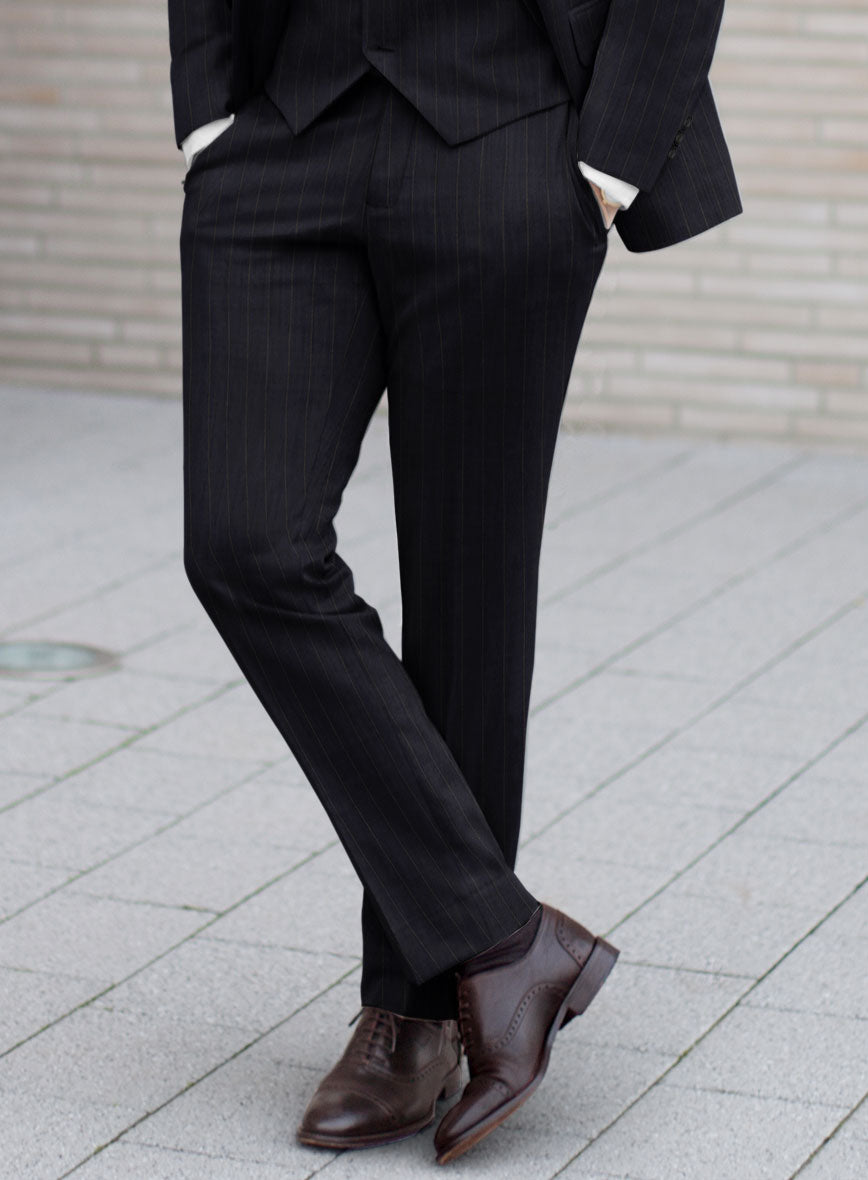 Hardy Minnis Blue Chalkstripe Wool Pants - StudioSuits