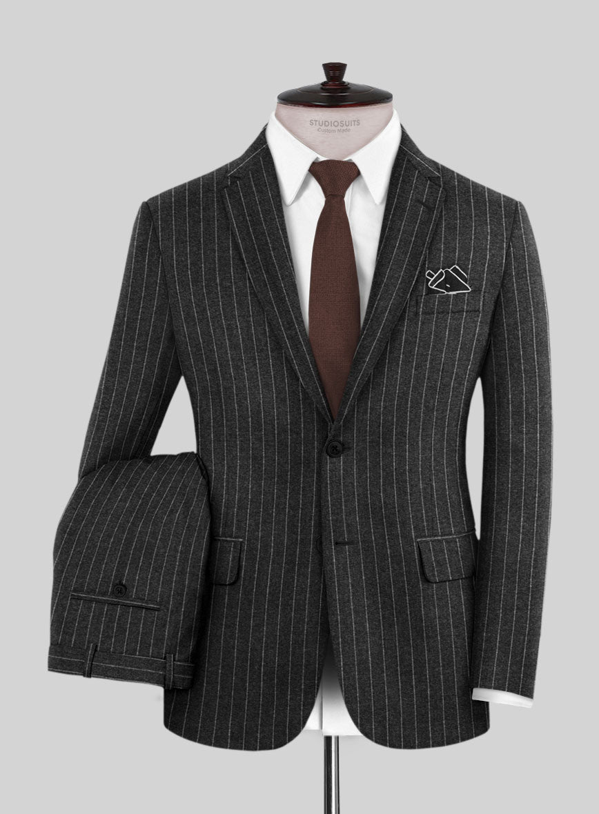 Hardy Minnis Charcoal Rope Stripe Wool Suit - StudioSuits